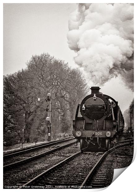 Steam Locomotive Train On The 'Watercress' Railway Print by Peter Greenway