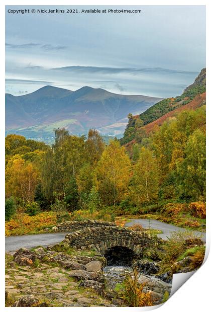 Ashness Bridge and Skiddaw Lake District  Print by Nick Jenkins