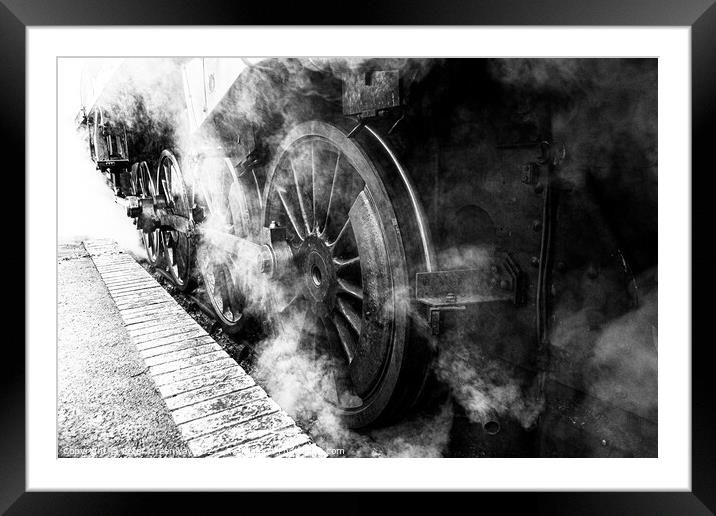 Steam train steaming at Platform - Watercress Line Framed Mounted Print by Peter Greenway