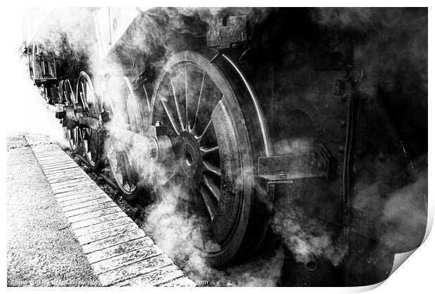 Steam train steaming at Platform - Watercress Line Print by Peter Greenway