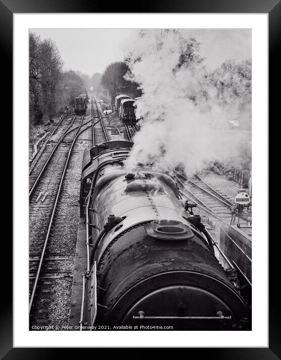 Vintage Steam Train from above - Watercress Railwa Framed Mounted Print by Peter Greenway