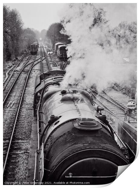 Vintage Steam Train from above - Watercress Railwa Print by Peter Greenway