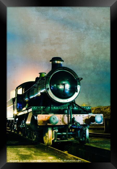 Vintage Steam Locomotive at Didcot Railway Museum Framed Print by Peter Greenway