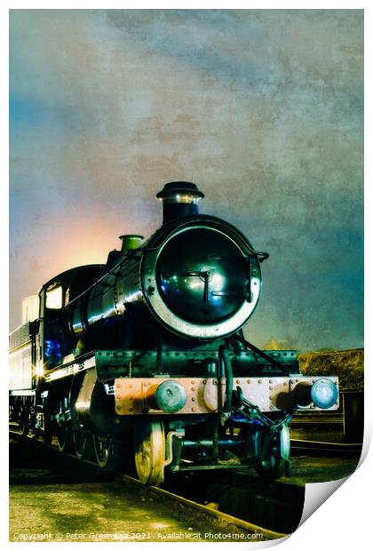 Vintage Steam Locomotive at Didcot Railway Museum Print by Peter Greenway