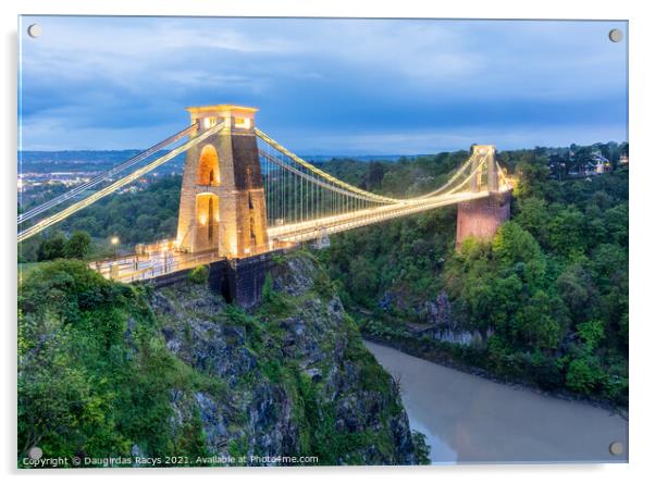 Clifton Suspension Bridge, Bristol in the evening Acrylic by Daugirdas Racys