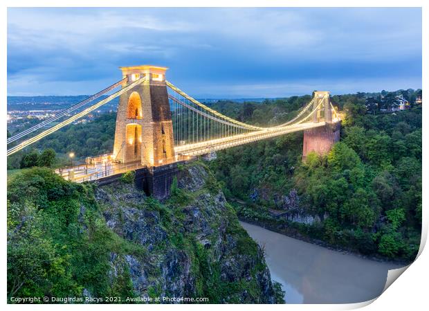 Clifton Suspension Bridge, Bristol in the evening Print by Daugirdas Racys