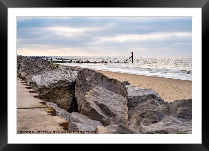 View across Cart Gap beach on the North Norfolk coast. Captured during early evening Framed Mounted Print by Chris Yaxley