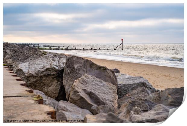 View across Cart Gap beach on the North Norfolk coast. Captured during early evening Print by Chris Yaxley