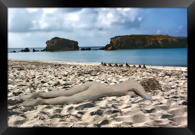 Surreal Sand Sculpture Beach Body Framed Print by Deanne Flouton