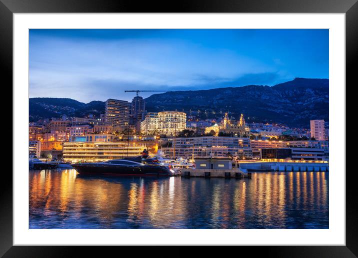 Monaco Monte Carlo At Twilight Framed Mounted Print by Artur Bogacki