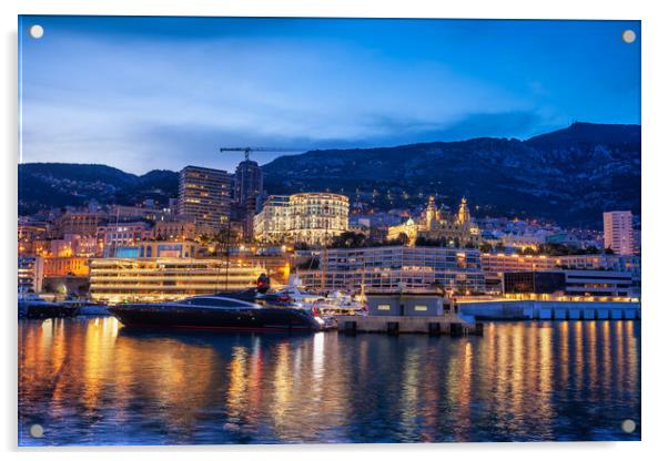 Monaco Monte Carlo At Twilight Acrylic by Artur Bogacki
