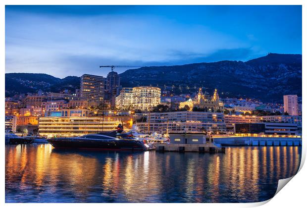 Monaco Monte Carlo At Twilight Print by Artur Bogacki