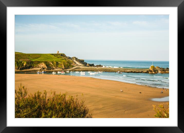 Bude Atlantic ocean beach Framed Mounted Print by Dave Bell