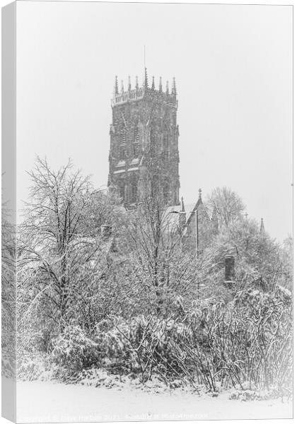 Doncaster Minster in the Snow Canvas Print by Dave Harbon