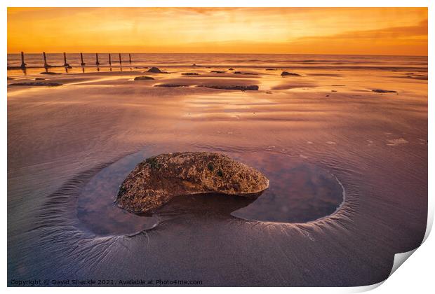 Seaside Rockpool at Low Tide during Sunset  Print by David Shackle