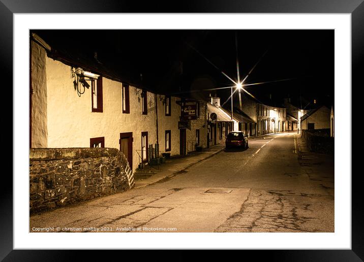 Moniaive at night Framed Mounted Print by christian maltby