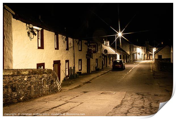 Moniaive at night Print by christian maltby