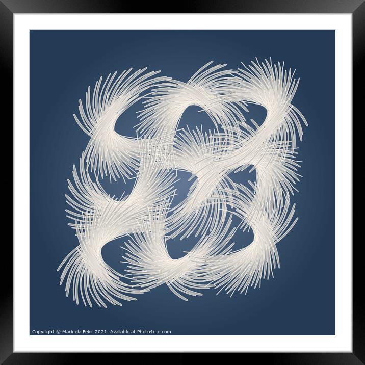 White flying feathers Framed Mounted Print by Marinela Feier