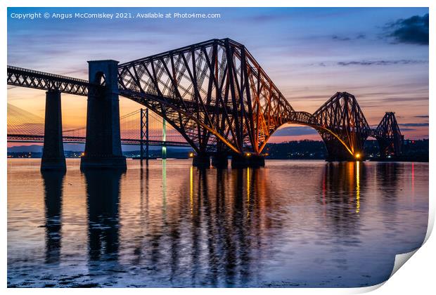 Forth Rail Bridge at dusk Print by Angus McComiskey