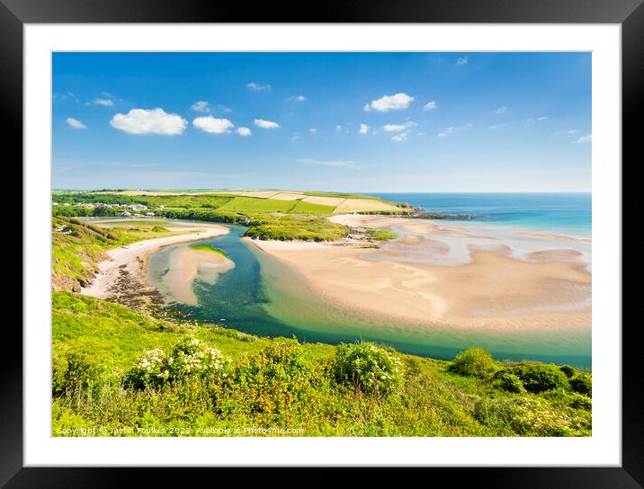 Bantham beach & the River Avon, South Hams, Devon Framed Mounted Print by Justin Foulkes