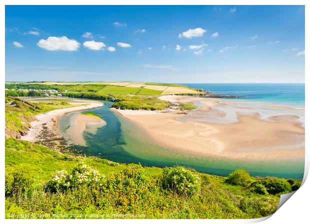 Bantham beach & the River Avon, South Hams, Devon Print by Justin Foulkes