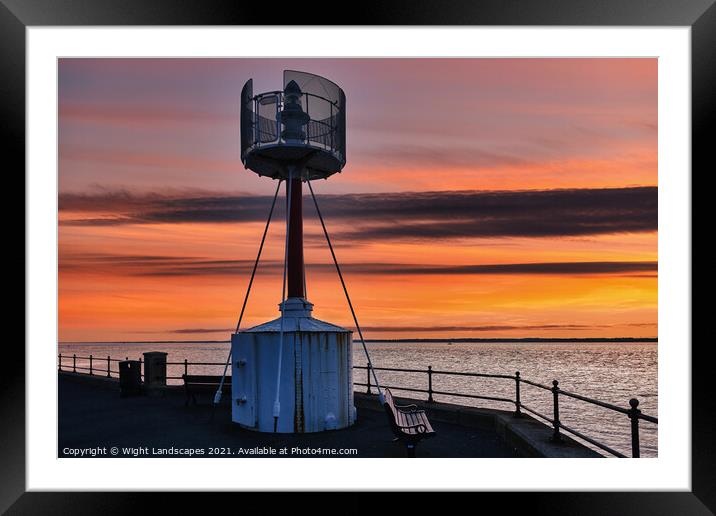 Egypt Point Lighthouse Sunset Framed Mounted Print by Wight Landscapes