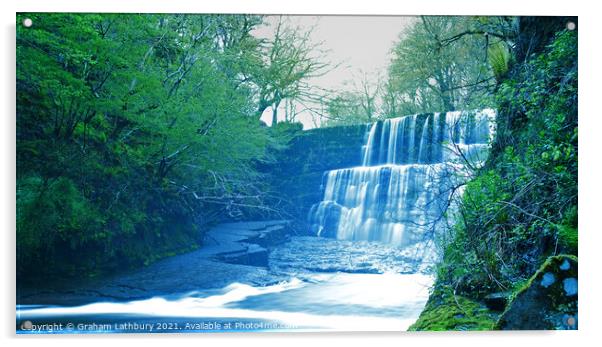 Brecon Beacons Waterfall Acrylic by Graham Lathbury