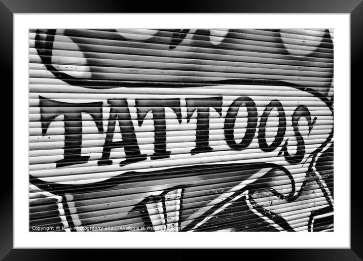Tattoo background in B/W Framed Mounted Print by M. J. Photography