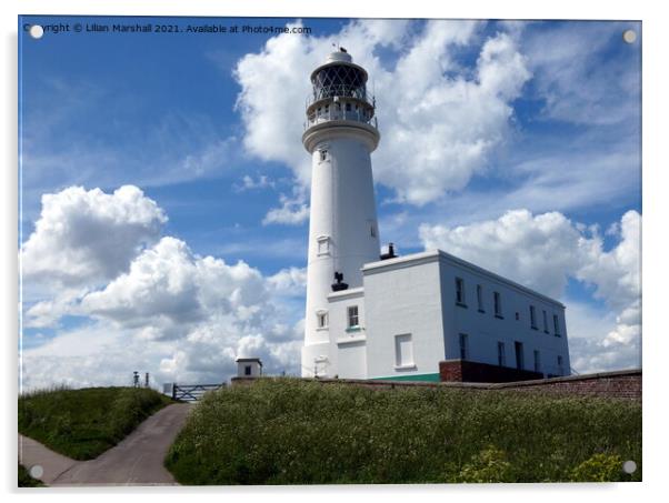 Flamborough Lighthouse.  Acrylic by Lilian Marshall