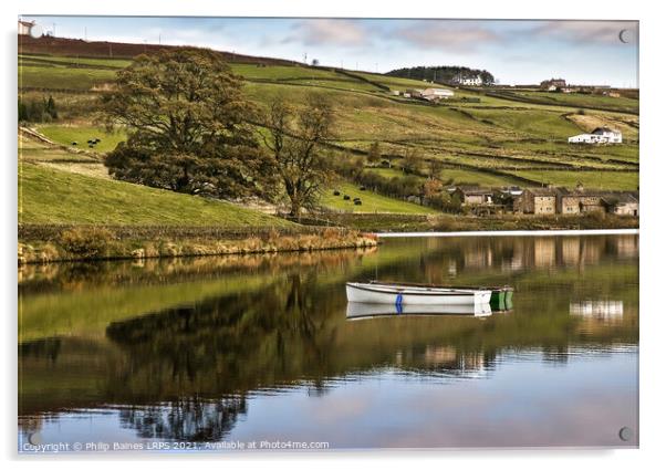 Ponden Reservoir Reflection Acrylic by Philip Baines