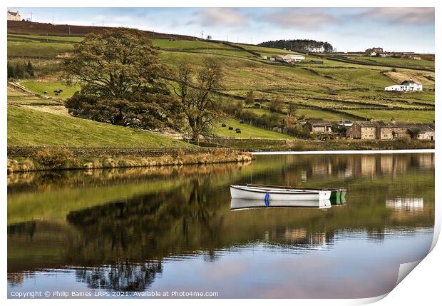 Ponden Reservoir Reflection Print by Philip Baines
