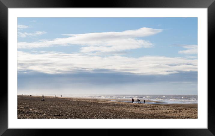 Families walking on Formby beach Framed Mounted Print by Jason Wells