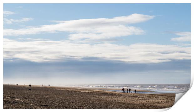 Families walking on Formby beach Print by Jason Wells