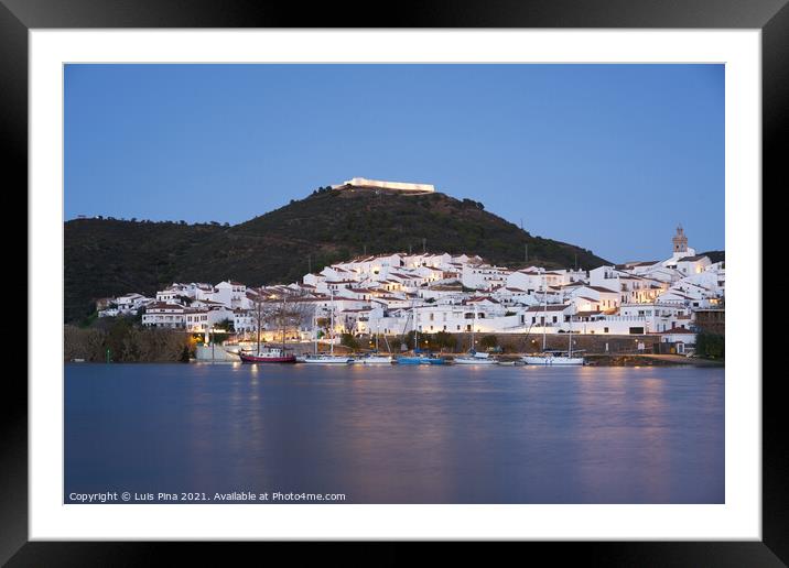 Sanlucar de Guadiana in Spain and Alcoutim in Portugal with sail boats on Guadiana river Framed Mounted Print by Luis Pina