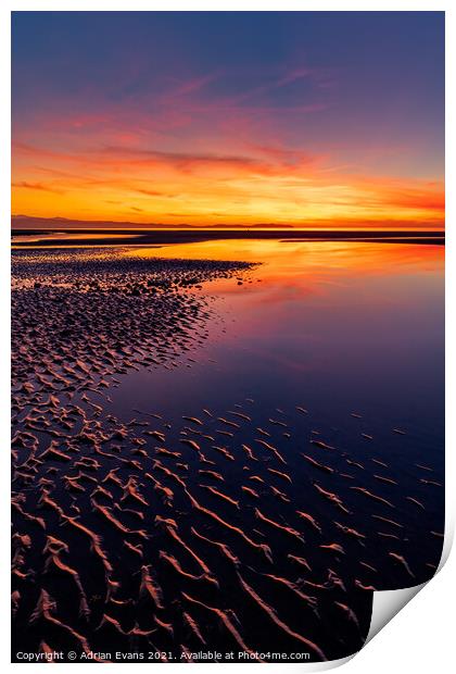 Sunset Seascape Wales Print by Adrian Evans