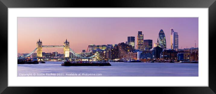 Tower Bridge and The City Skyline, London Framed Mounted Print by Justin Foulkes