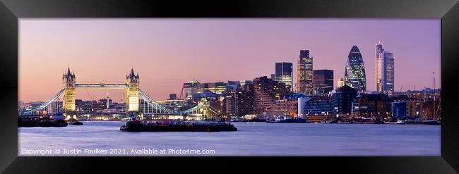 Tower Bridge and The City Skyline, London Framed Print by Justin Foulkes