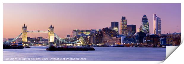 Tower Bridge and The City Skyline, London Print by Justin Foulkes