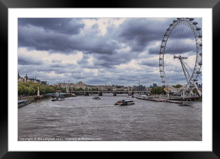 A cloudy day on the River Thames London Framed Mounted Print by Phil Longfoot