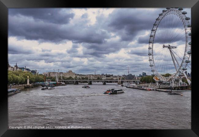 A cloudy day on the River Thames London Framed Print by Phil Longfoot