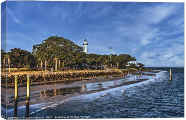 Seaside Park with Lighthouse in Background Canvas Print by Darryl Brooks