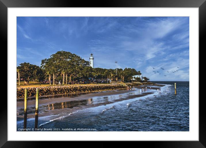 Seaside Park with Lighthouse in Background Framed Mounted Print by Darryl Brooks