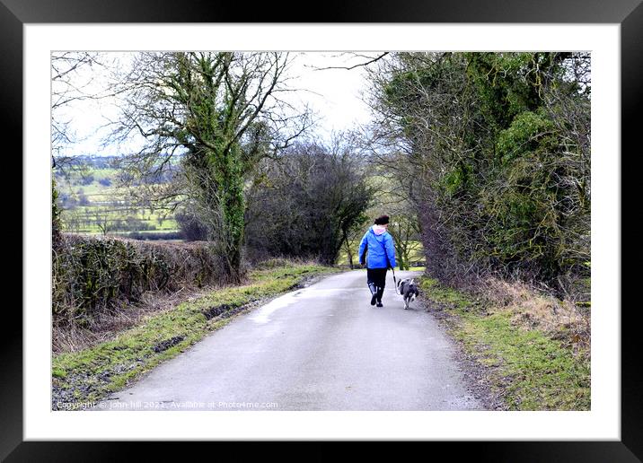 Walking the dog, Derbyshire. Framed Mounted Print by john hill