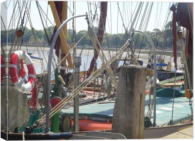 Thames Barges at Maldon Canvas Print by John Bridge