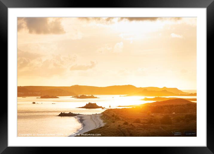 View from Lawrence's Bay, St Martin's, towards Tresco, Isles of Scilly Framed Mounted Print by Justin Foulkes