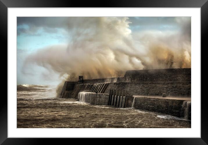 Hurricane Ophelia hits Porthcawl pier Framed Mounted Print by Leighton Collins
