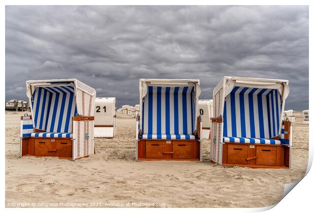 Wadden Sea Beach Baskets Print by DiFigiano Photography