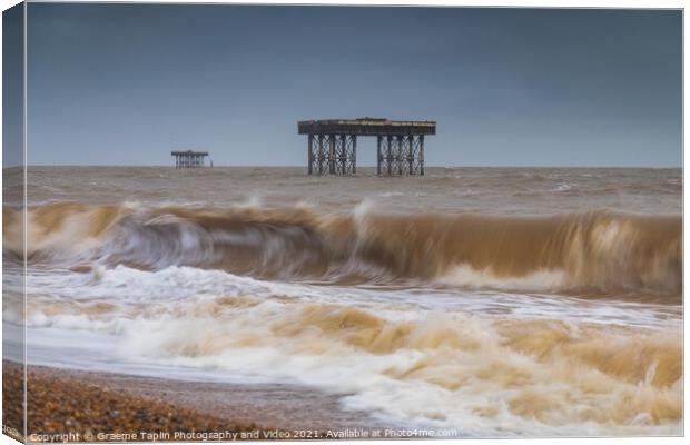 Sizewell A cooling towers rise from the North Sea Canvas Print by Graeme Taplin Landscape Photography