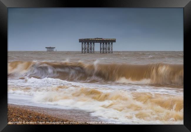 Sizewell A cooling towers rise from the North Sea Framed Print by Graeme Taplin Landscape Photography