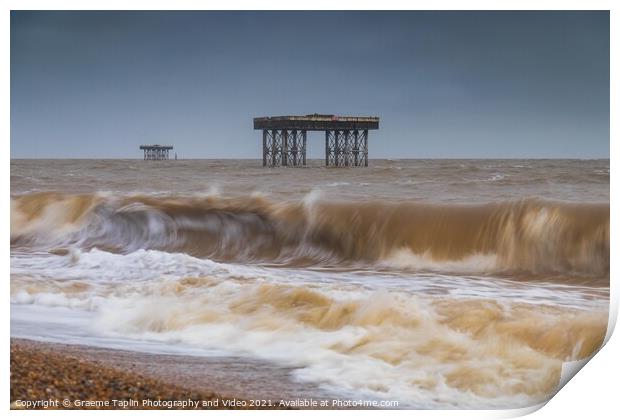 Sizewell A cooling towers rise from the North Sea Print by Graeme Taplin Landscape Photography
